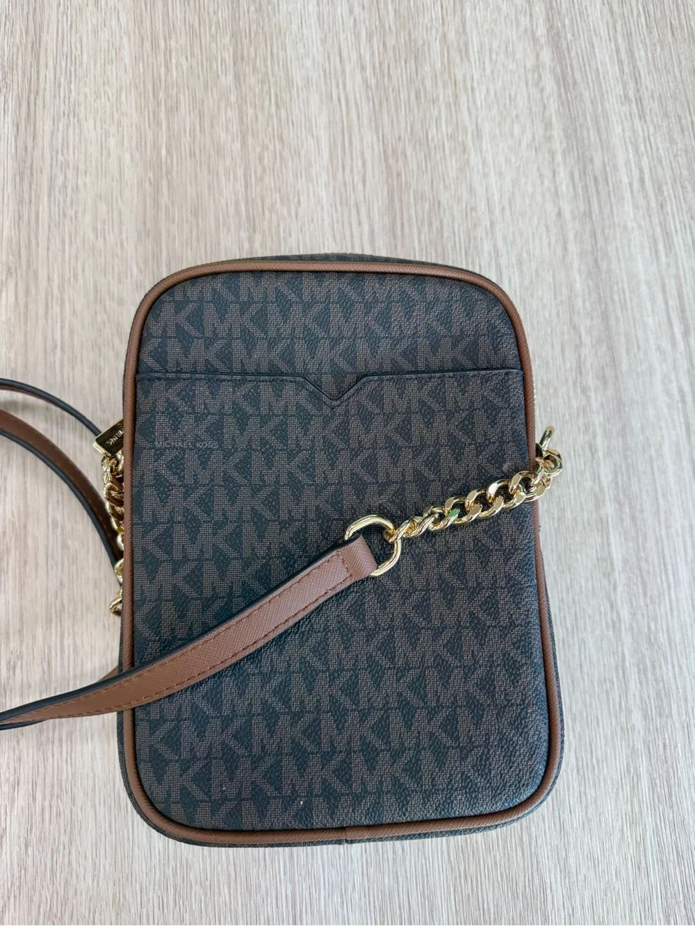 Michael Kors Brown Logo Monogram Crossbody Bag